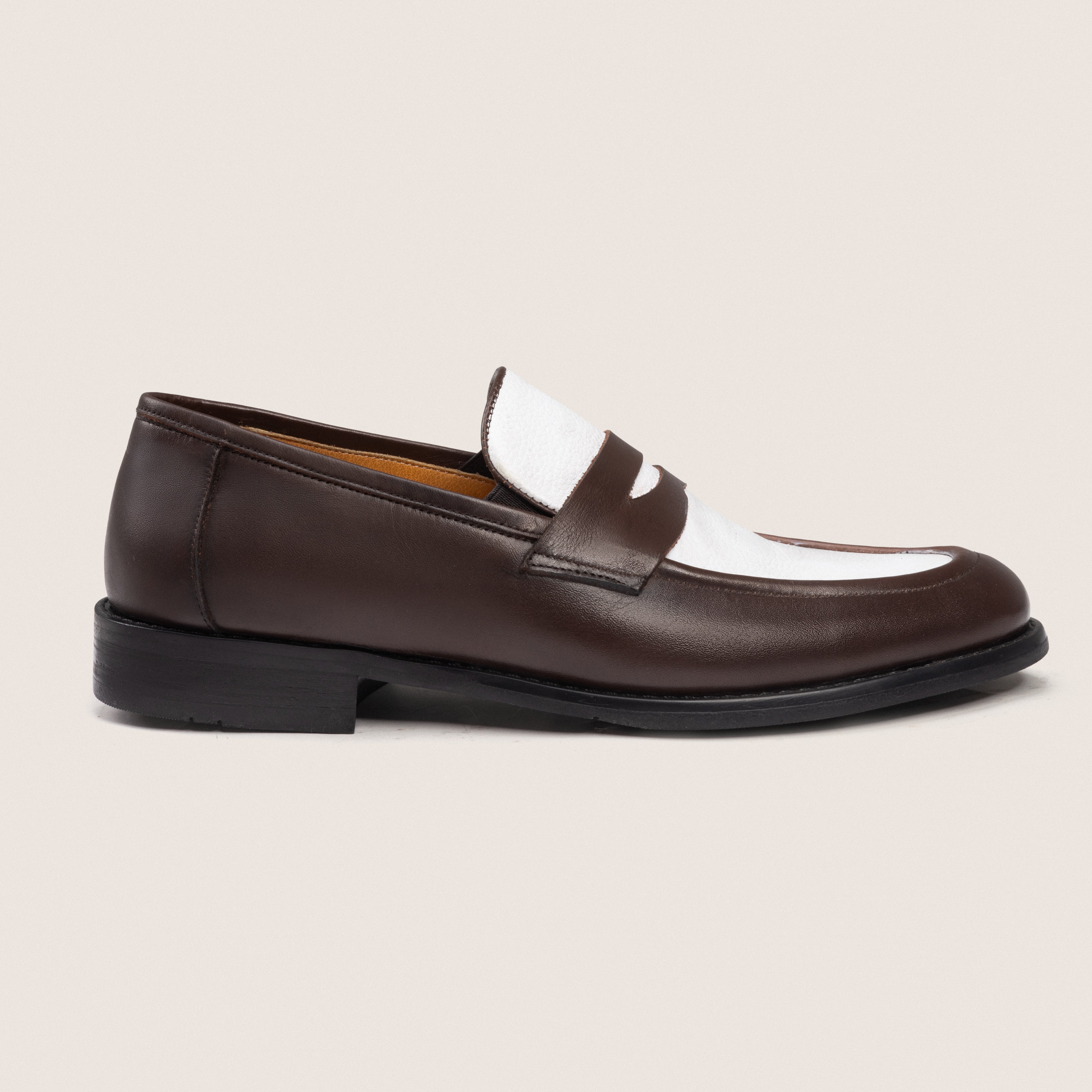 Penny Loafers Brown+White