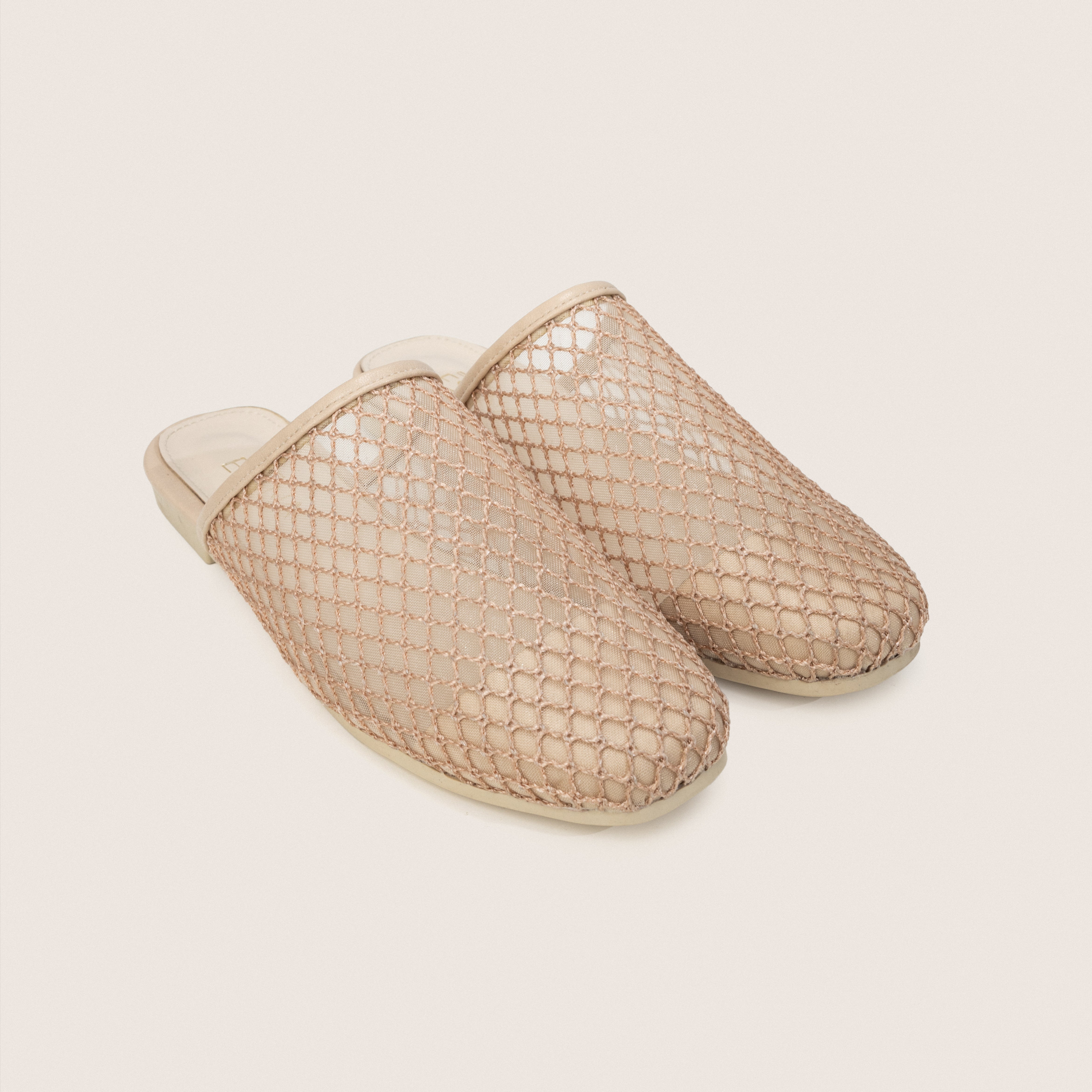 Mesh Mules in Beige
