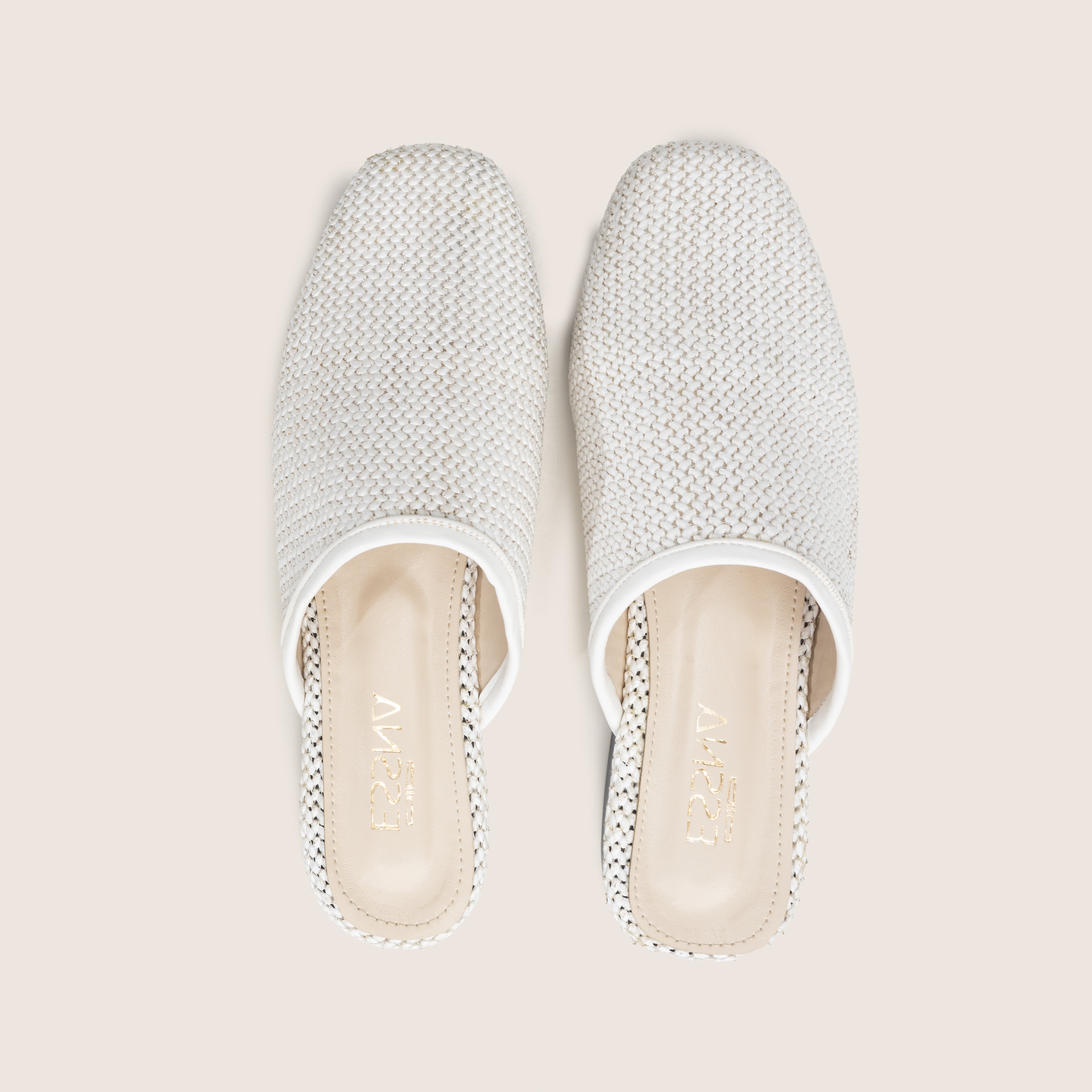 Raffia Mules in White
