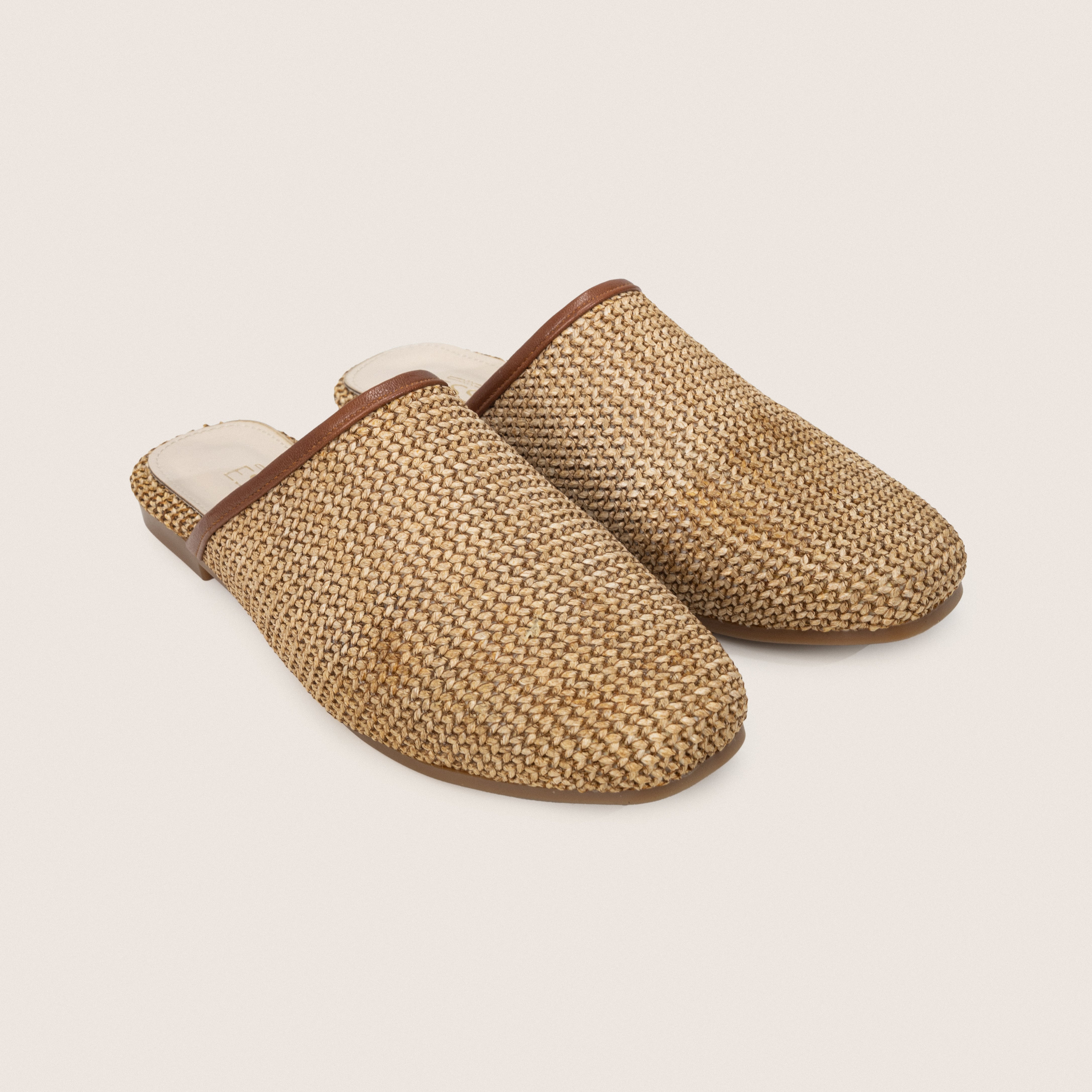 Raffia Mules in Cafe