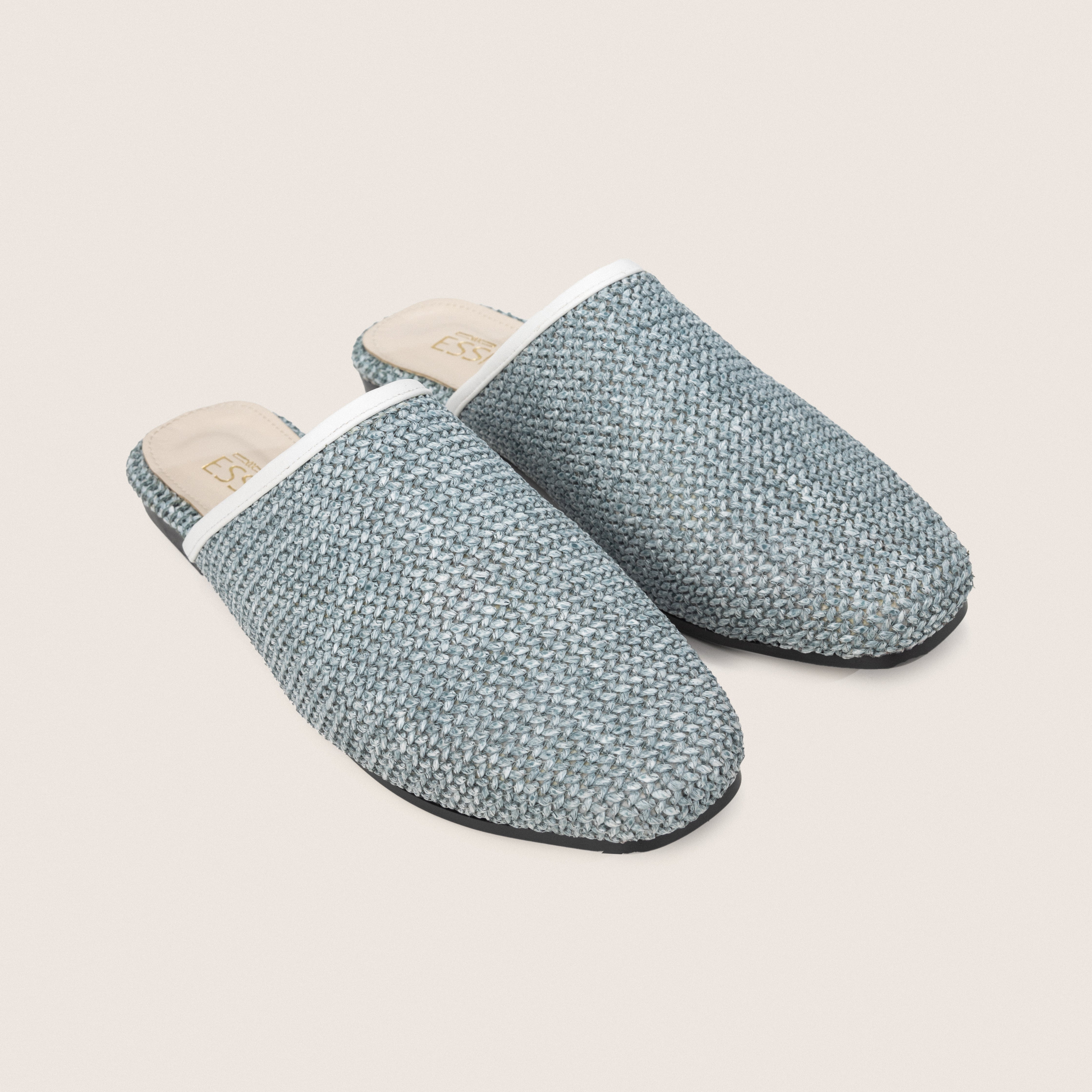 Raffia Mules in Blue