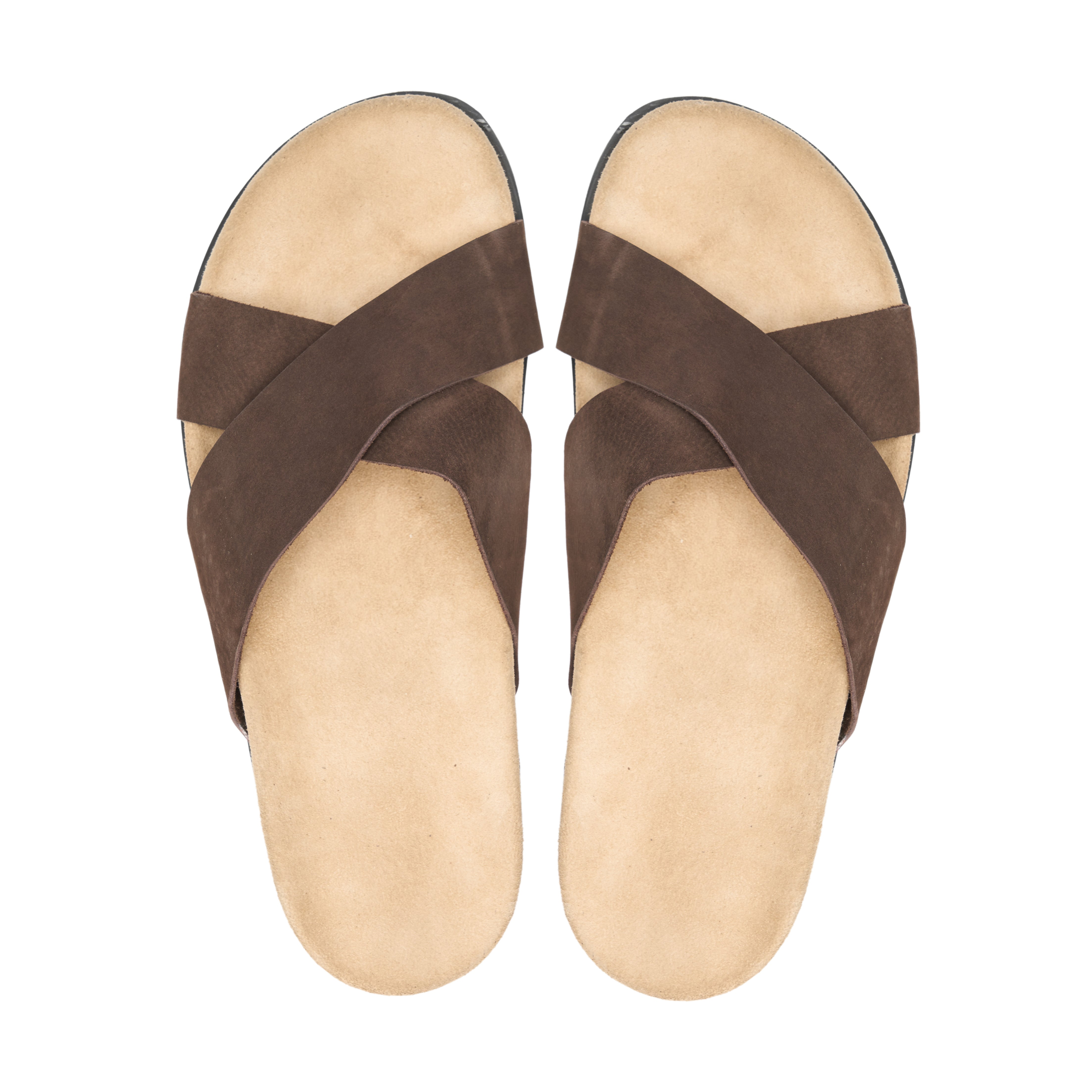 Eternal Crossed Greek Slides in Brown