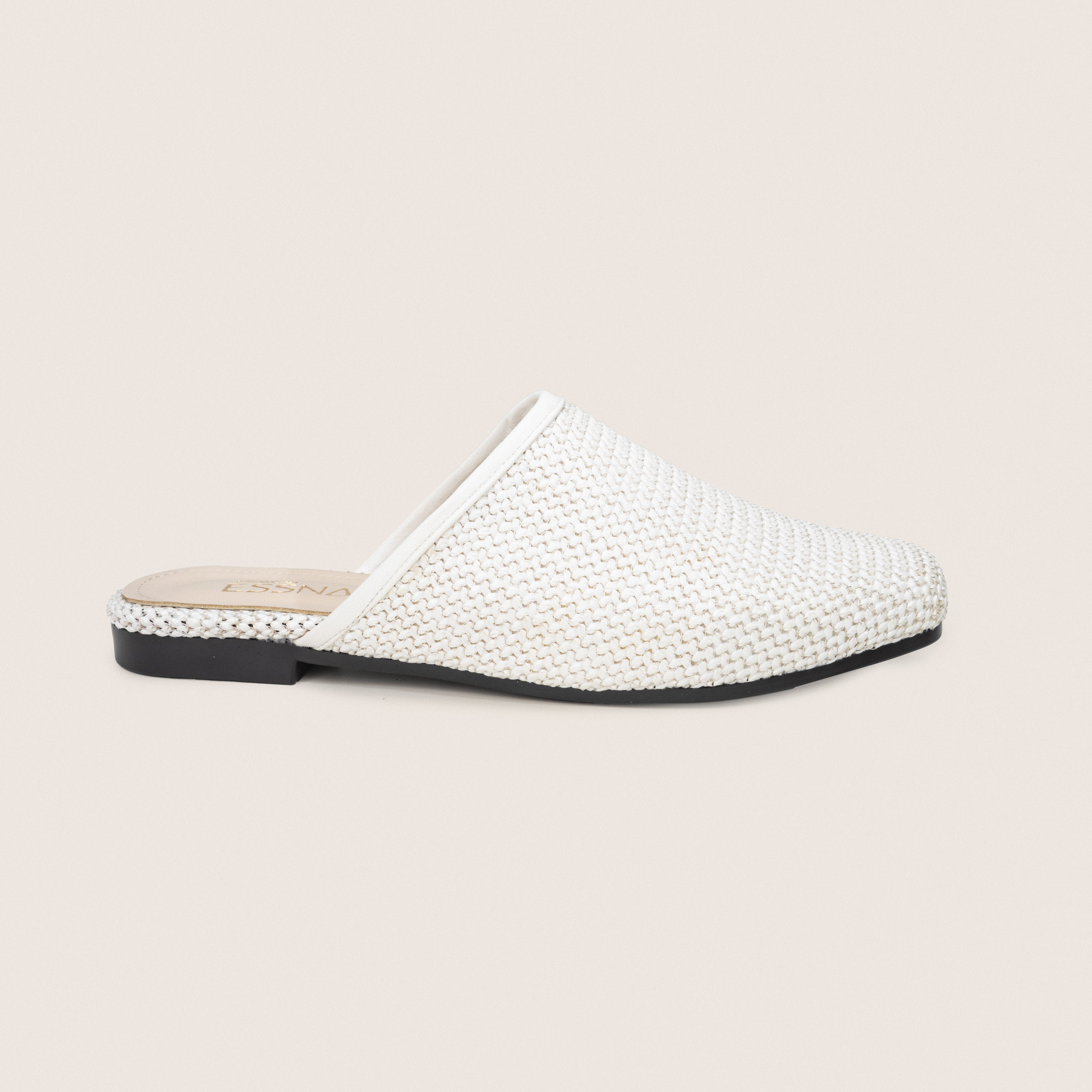 Raffia Mules in White