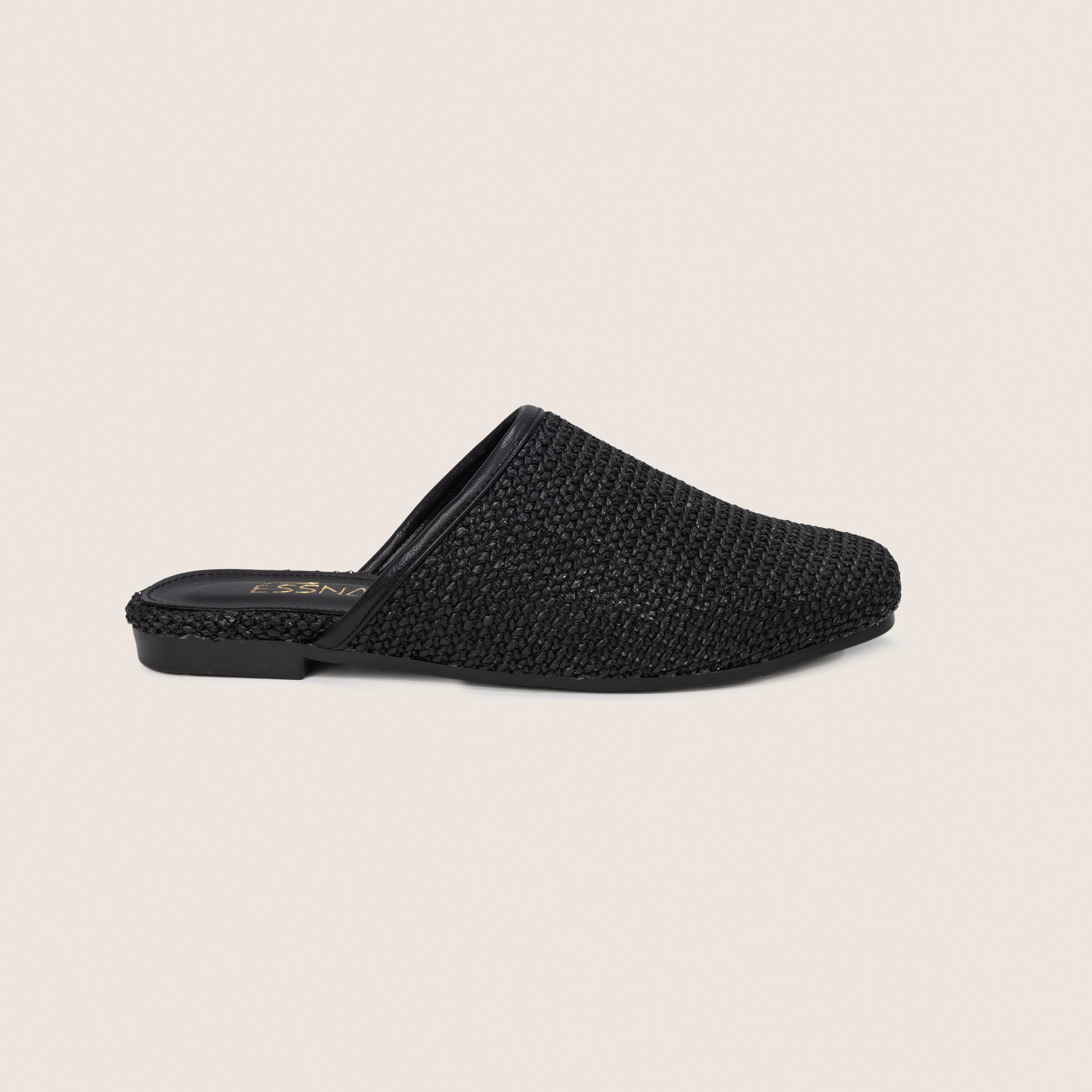 Raffia Mules in Black