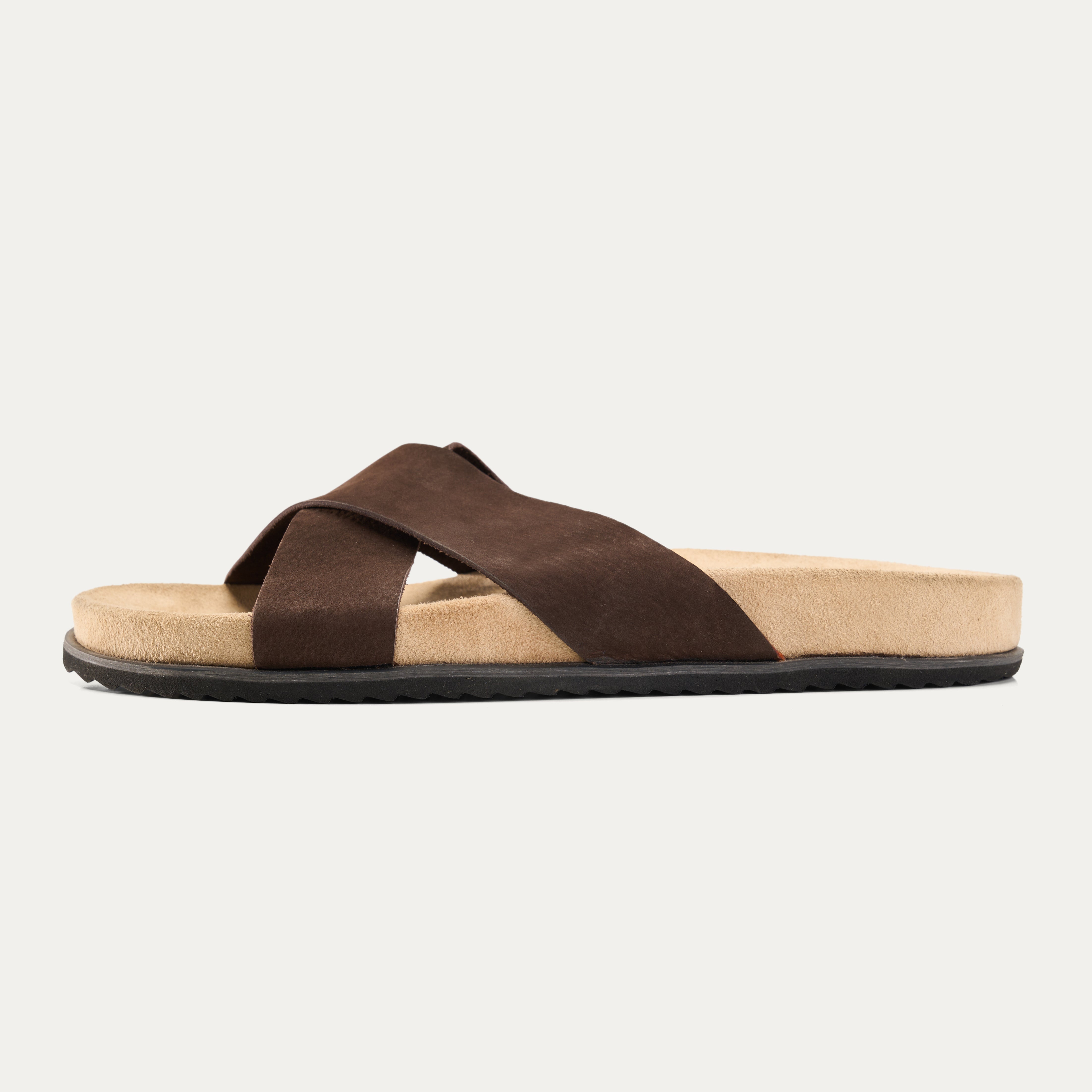 Eternal Crossed Greek Slides in Brown